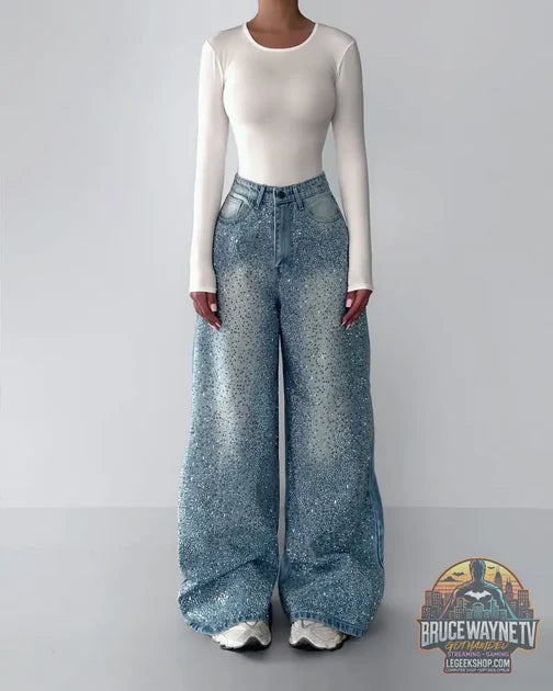 Guide d'achat : Jean Denim Strass Irréguliers Vintage Élégant