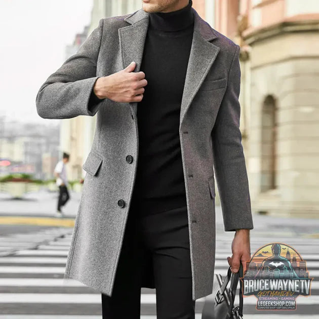 Guide d'achat : Manteau Long Homme Laine Hiver Col Costume Poches Multiples Gris Noir