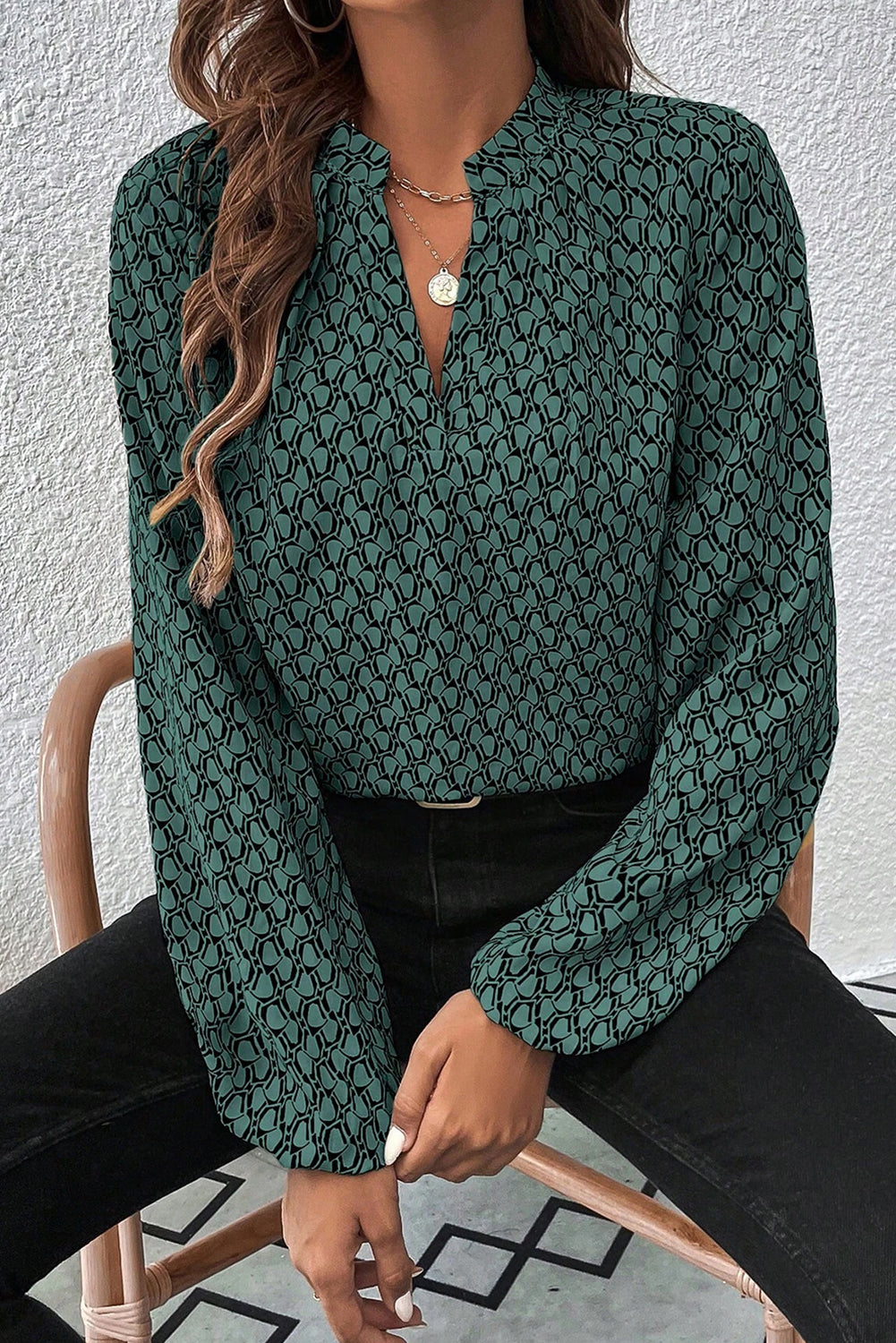 Blouse femme manches bouffantes — vert