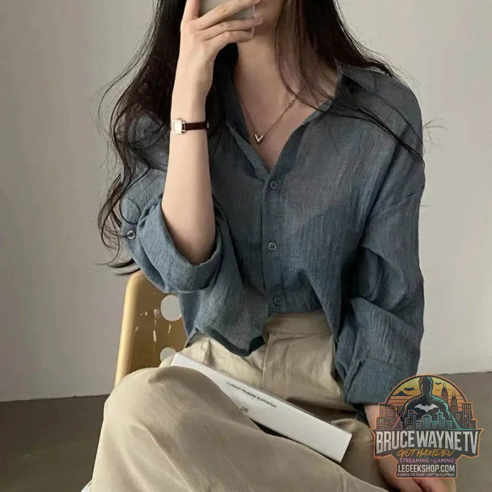 Chemisier pour femme, chemise simple, fine, pure, anti-UV, anti-décoloration, couleur unie, protection solaire, streetwear | Wayne Outfitters - Legeekshop