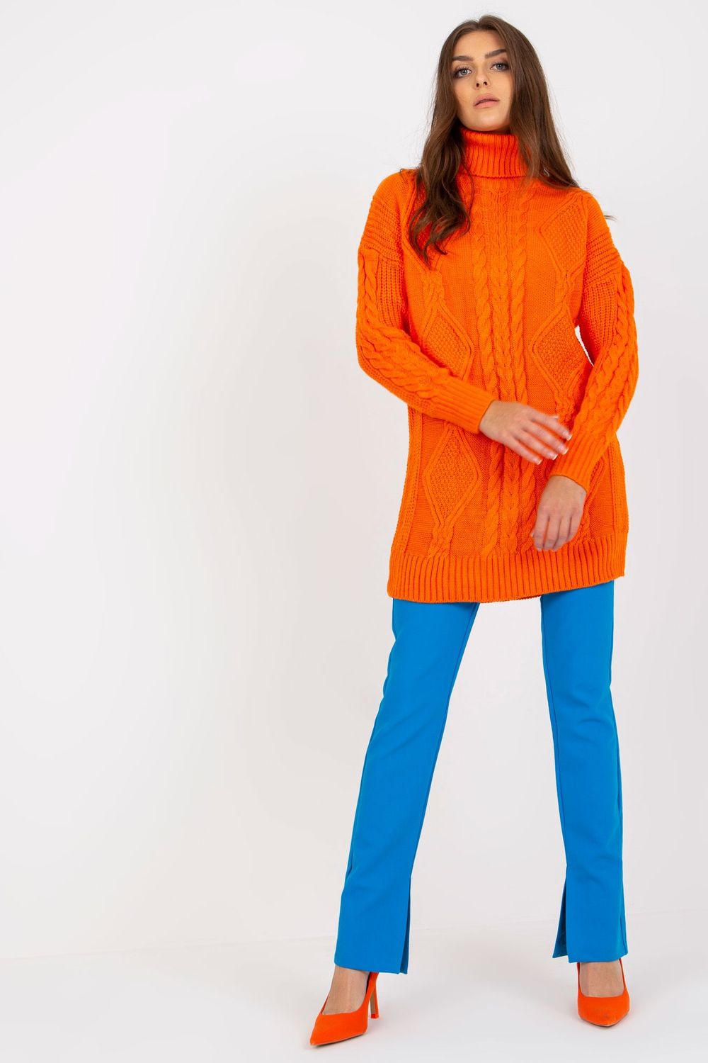 Pull femme Rue Paris Col Roulé Col — orange