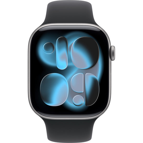 Apple Watch gris, Aluminium, 46 mm, bracelet sport noir S/M - Apple