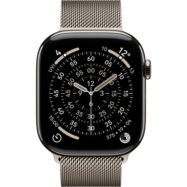 Apple Watch Titan Natur, bracelet / boîtier titane, 46 mm, Milanaise Armband natur S/M, Cellular - Apple