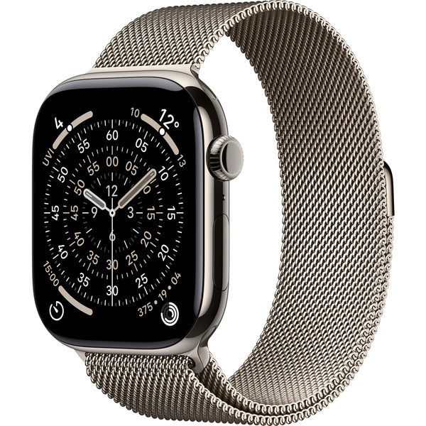 Apple Watch Titan Natur, bracelet / boîtier titane, 46 mm, Milanaise Armband natur S/M, Cellular - Apple - vue 2