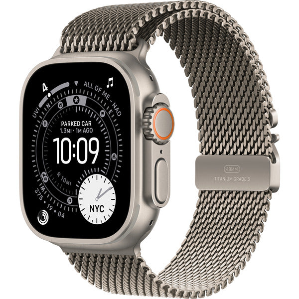 Apple Watch titan, 49 mm, Milanaise Armband Titan Natur L, bracelet / boîtier titane, Cellular - Apple - vue 2