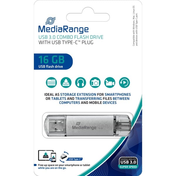MediaRange Kombo-Speicherstick 16 GB, USB-Stick - MediaRange
