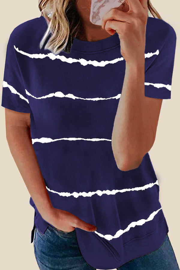 T-shirt femme rayé, casual — bleu