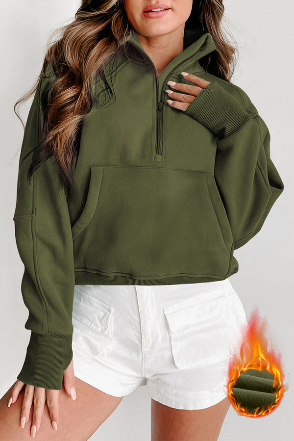 Sweat femme zip — vert