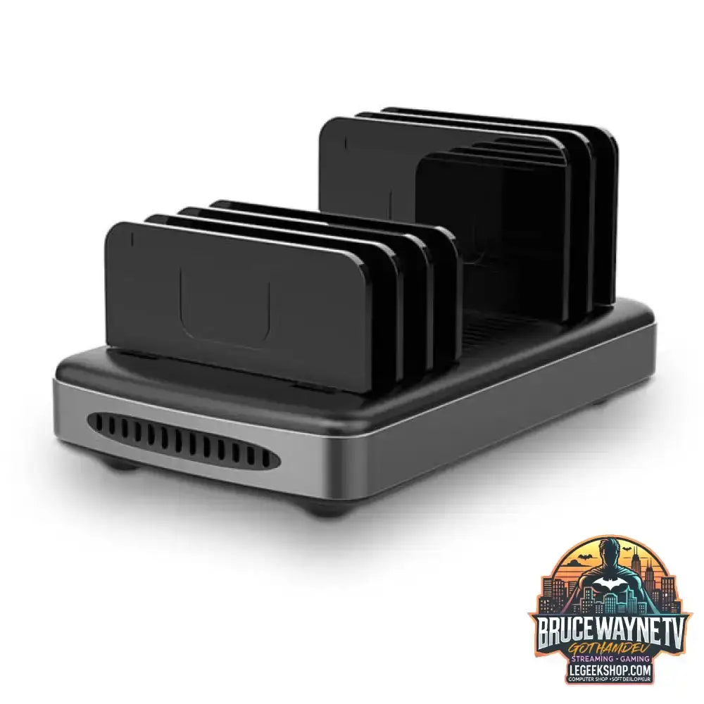 Lindy 160W 6 Port USB-Ladestation, 3x USB-A + 3x USB-C schwarz/grau, PD 3.0, QC 3.0/4.0, Samsung AFC, gleichzeitiges Laden von 6 Tablets / Smartphones - Lindy - vue 2