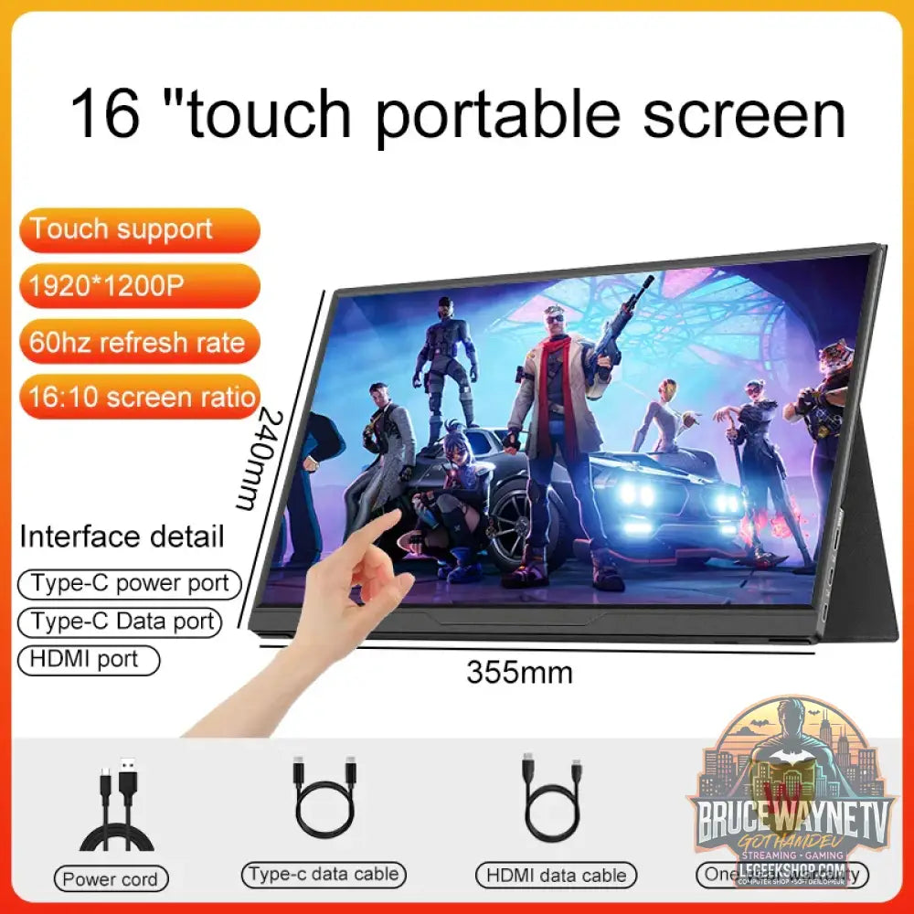 Moniteur Portable 16 pouces 2.5K/120HZ/100% sRGB pour ordinateur Portable XBox PS4/5 commutateur téléphone Portable