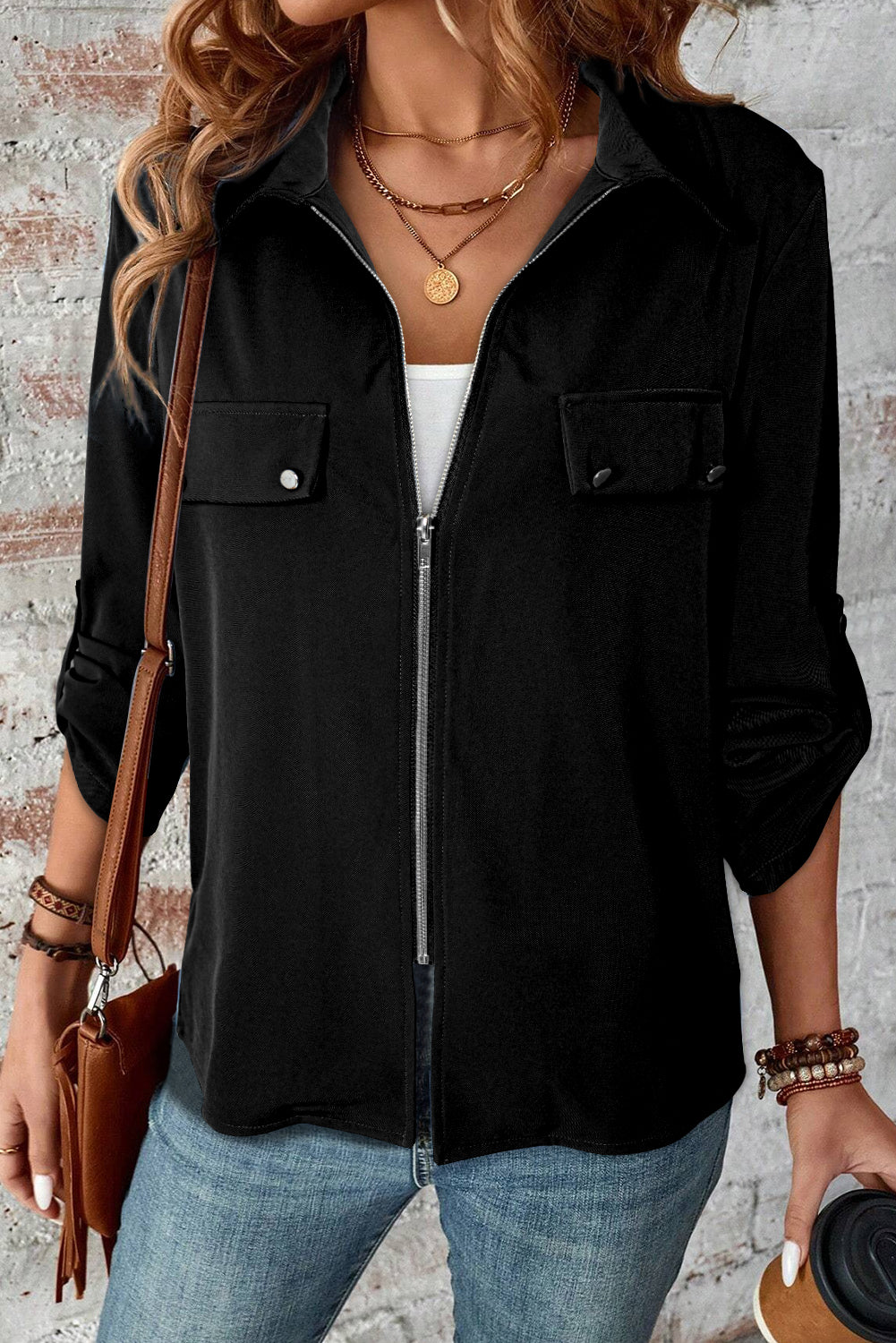 Veste femme zip — noir