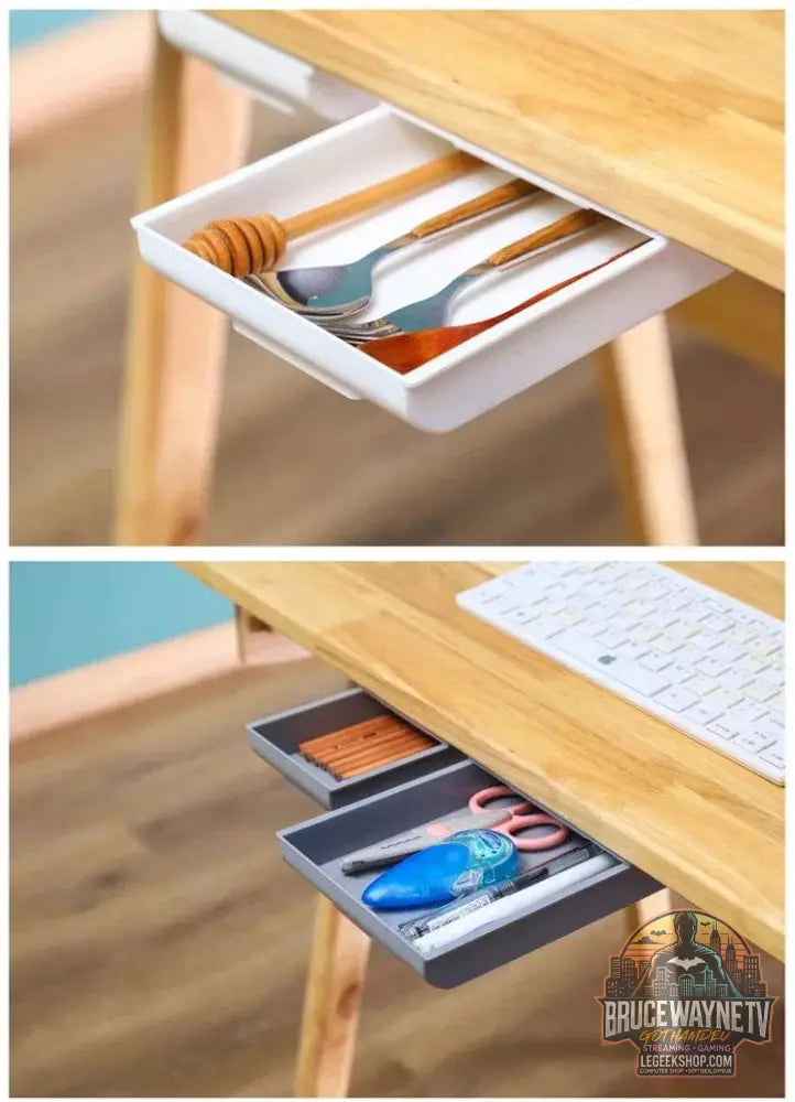 🖇️ Boîte de Rangement Cachée pour Bureau – Tiroir Auto-Adhésif Discret | Organisateur Plastique - Legeekshop