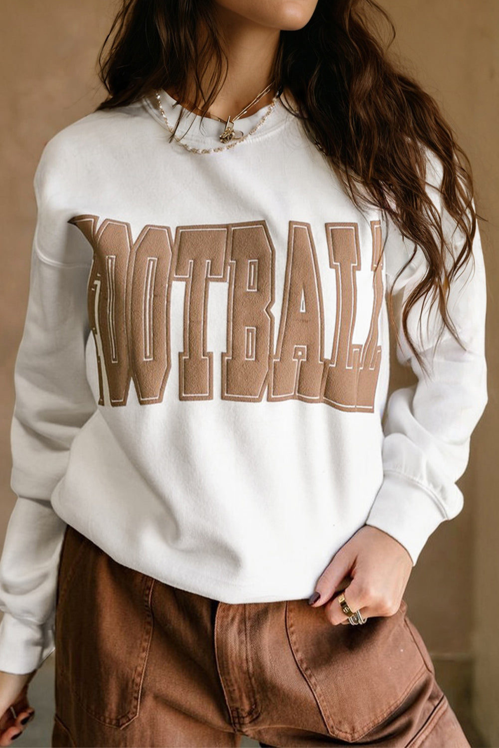 Sweat femme graphique, col rond — blanc