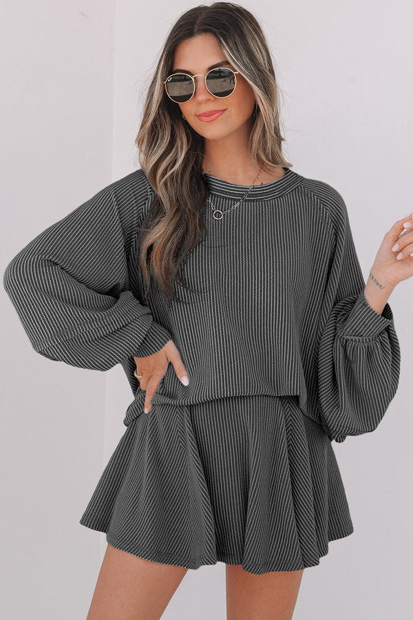 Jupe femme à volants, taille haute, mini — gris foncé