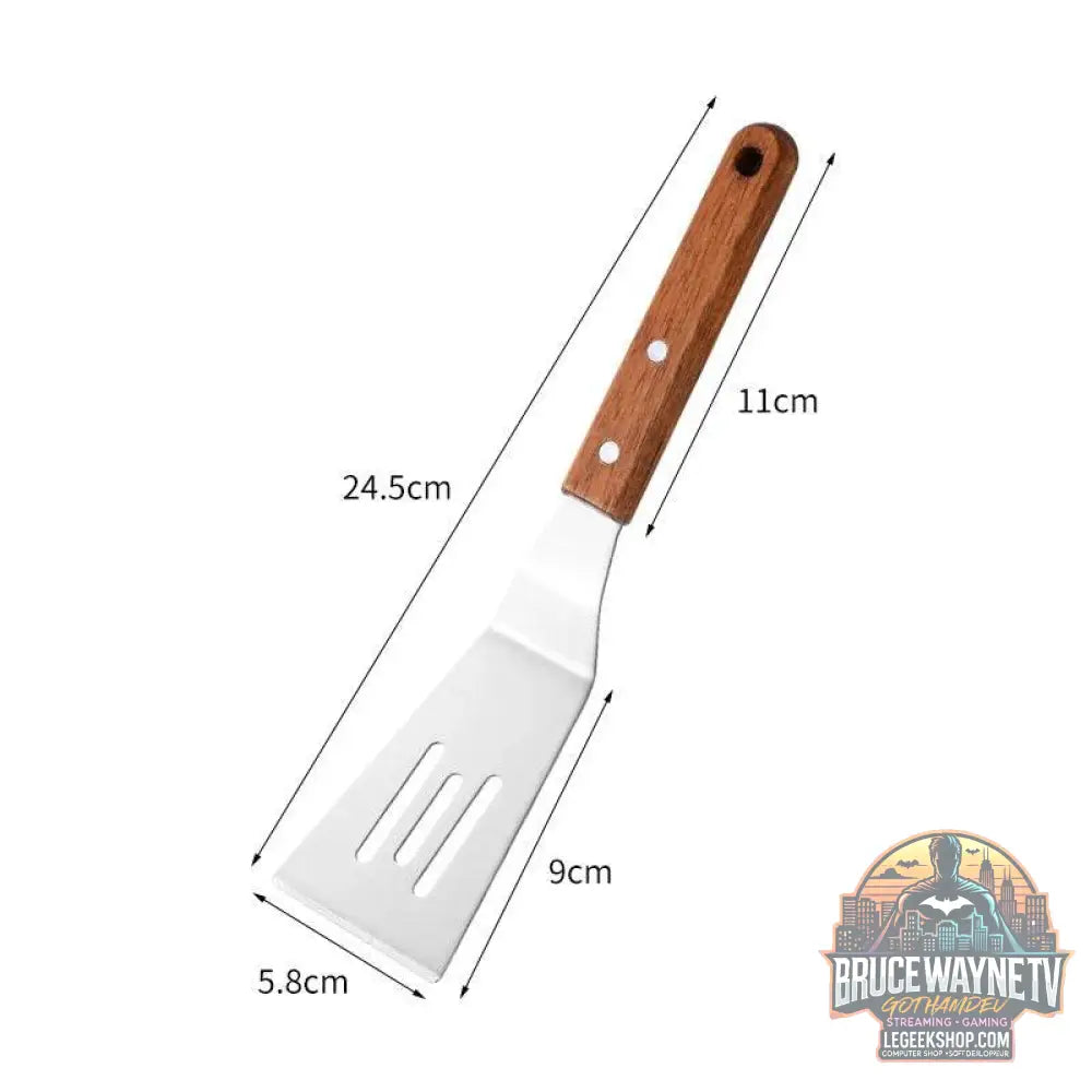 🍳 Spatule Professionnelle Inox & Bois – Pour Steak, Crêpes & Teppanyaki - Legeekshop