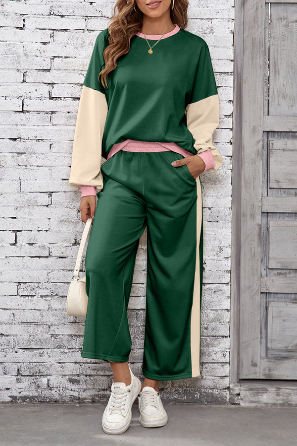 Ensemble femme ample, colorblock — vert