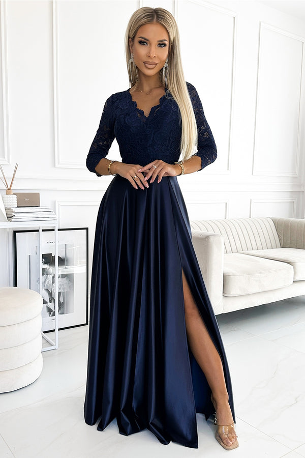 Robe femme Numoco Longue Longue — bleu marine