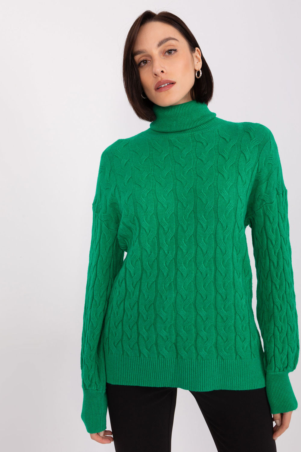 Pull femme AT Col Roulé Col — vert