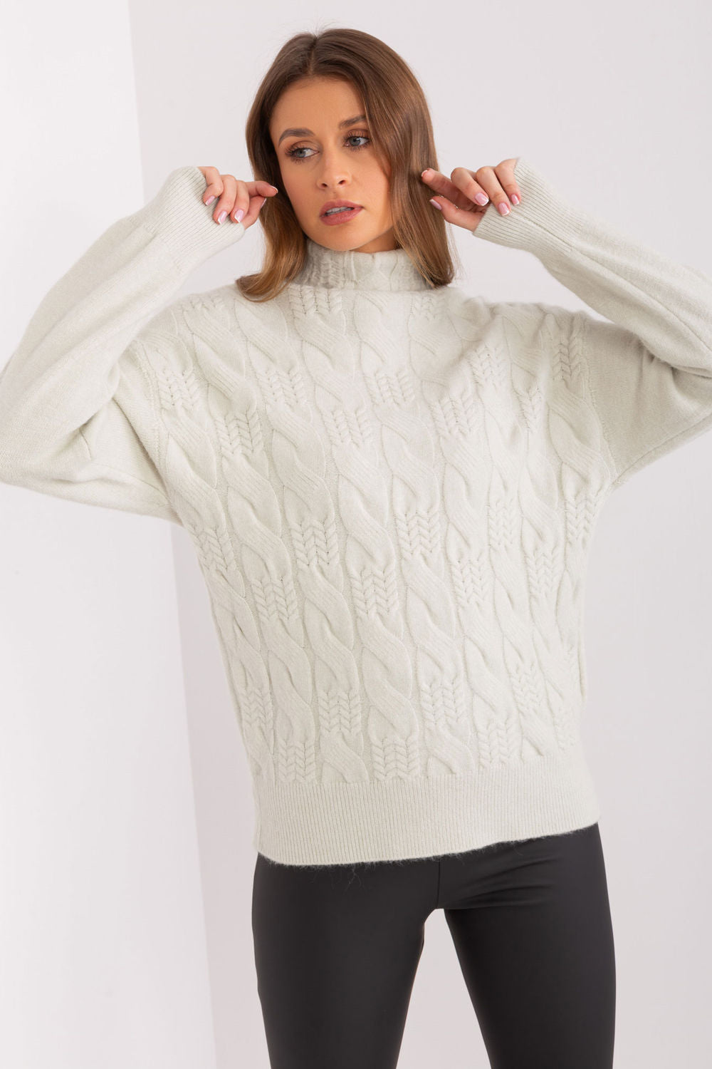 Pull femme AT Col Roulé Col — vert