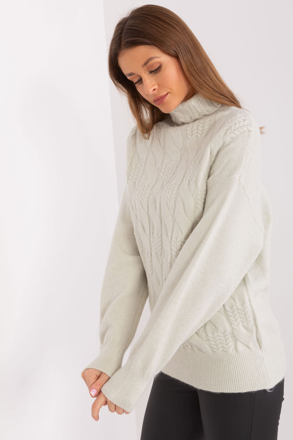 Pull femme AT Col Roulé Col — vert