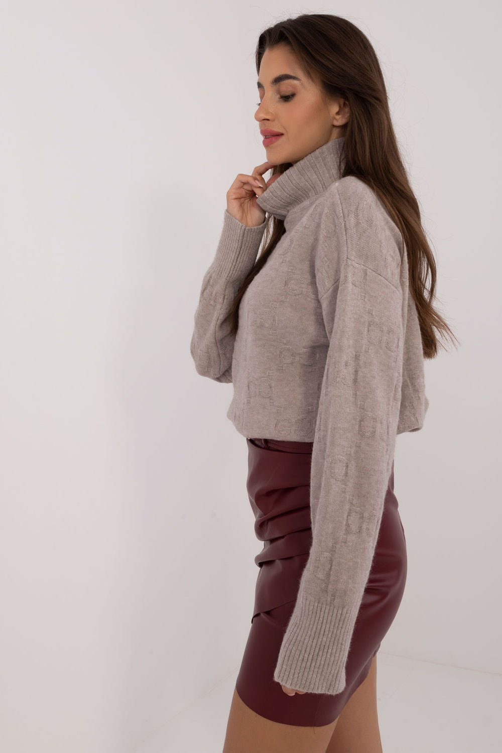 Pull femme AT Col Roulé Col — beige