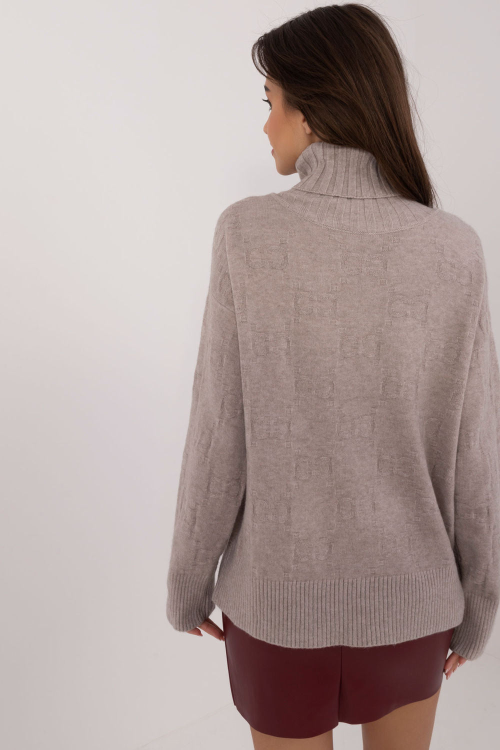Pull femme AT Col Roulé Col — beige