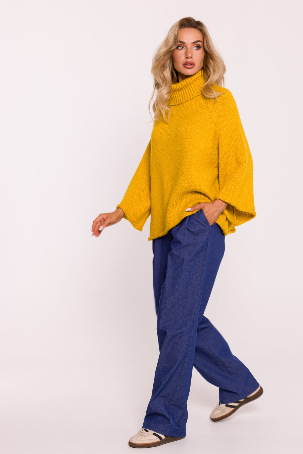 Pull femme Moe Col Roulé Col — jaune