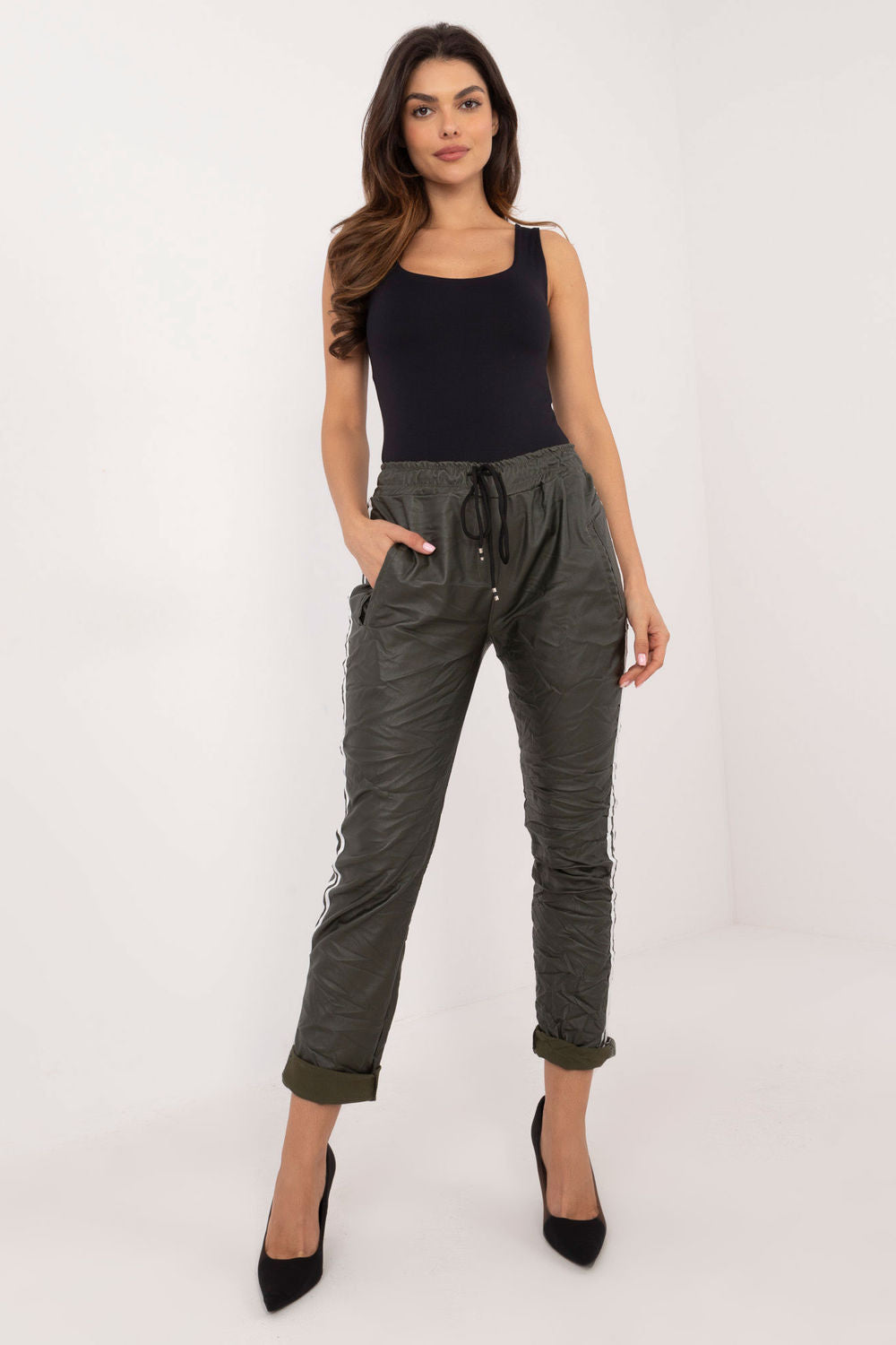 Chaussures à talons femme Italy Moda Pantalon Pantalon — vert