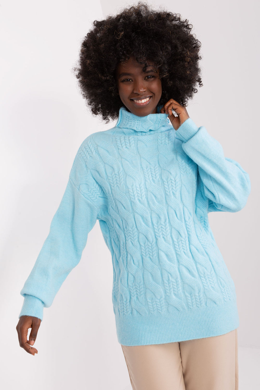 Pull femme AT Col Roulé Col — bleu