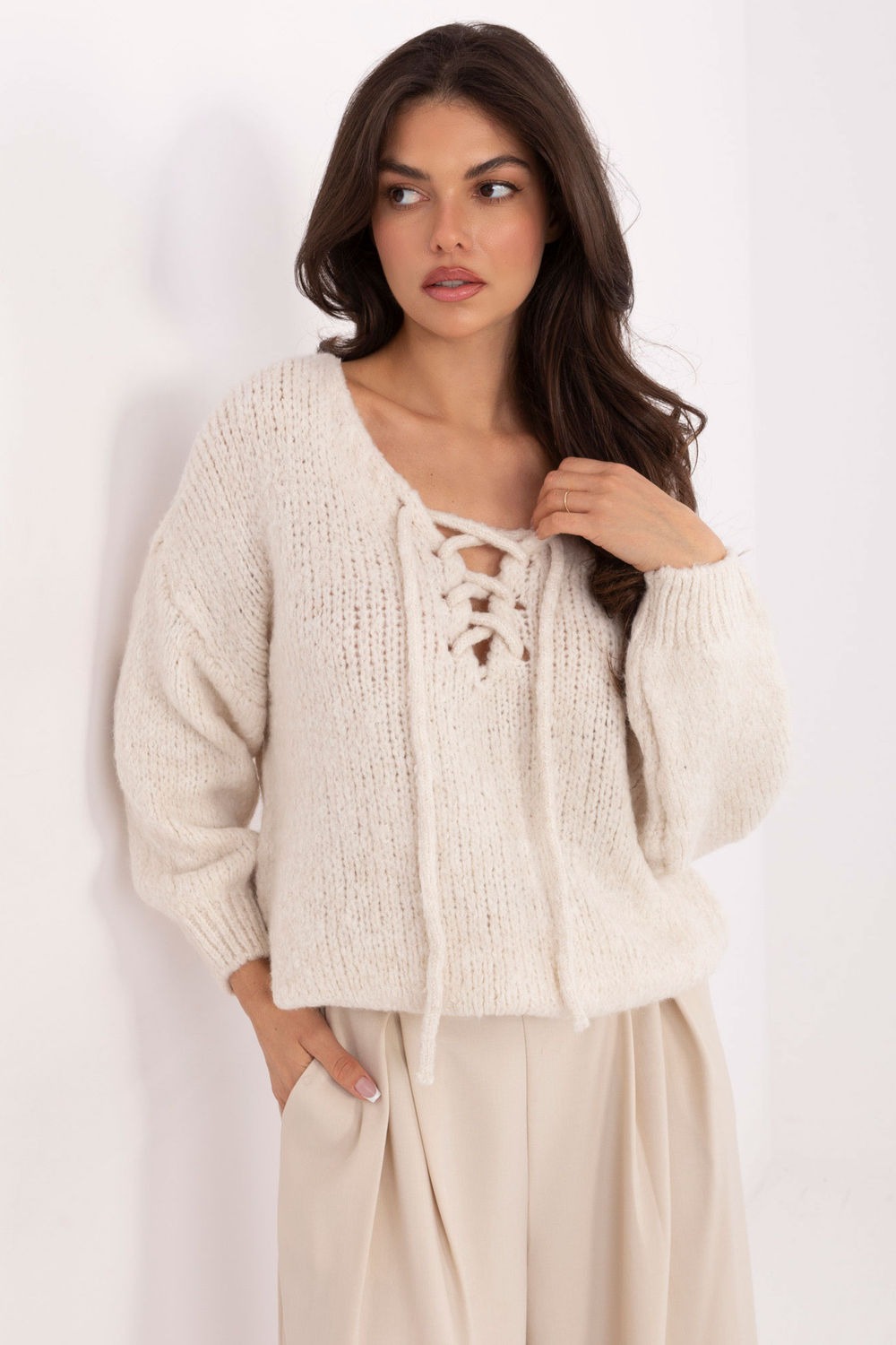 Pull femme Italy Moda Chandail Chandail — beige