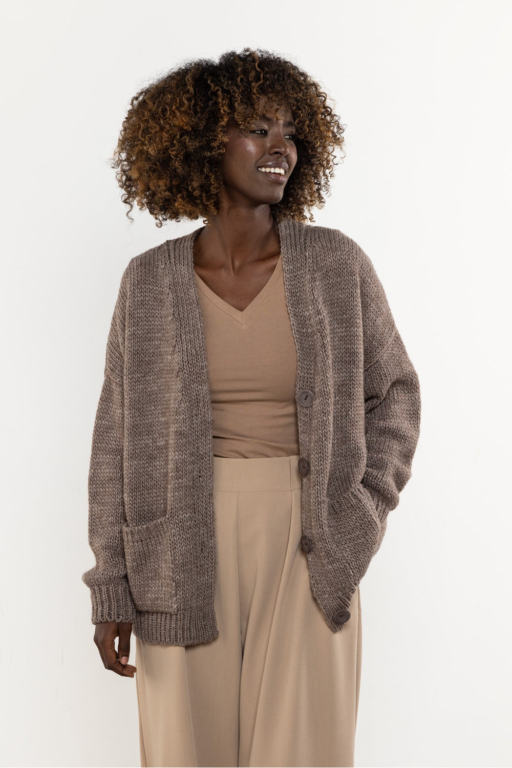 Cardigan femme awama — brun