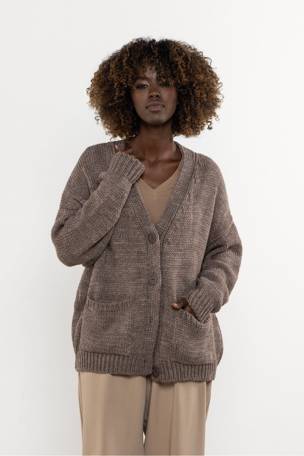 Cardigan femme awama — brun