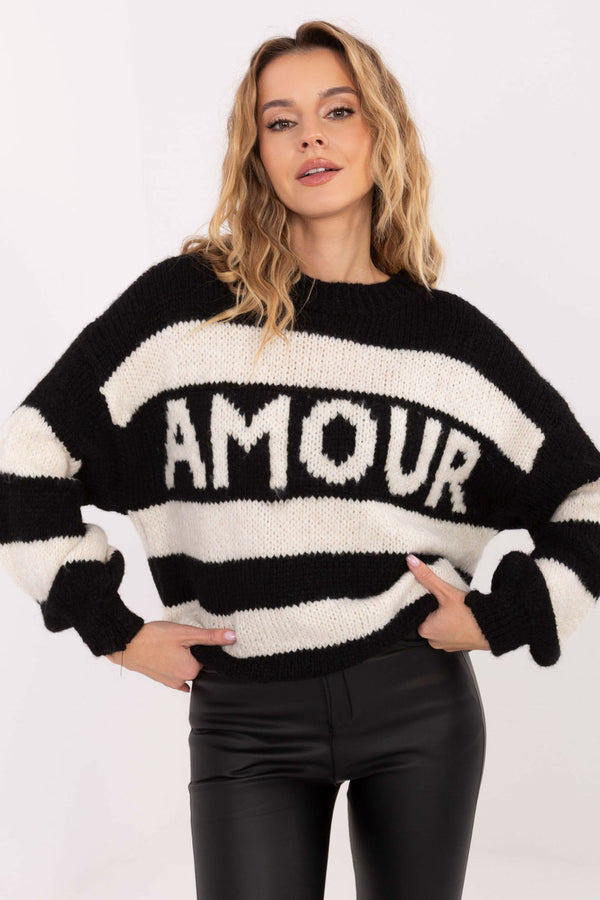 Pull femme Italy Moda Chandail Chandail — noir