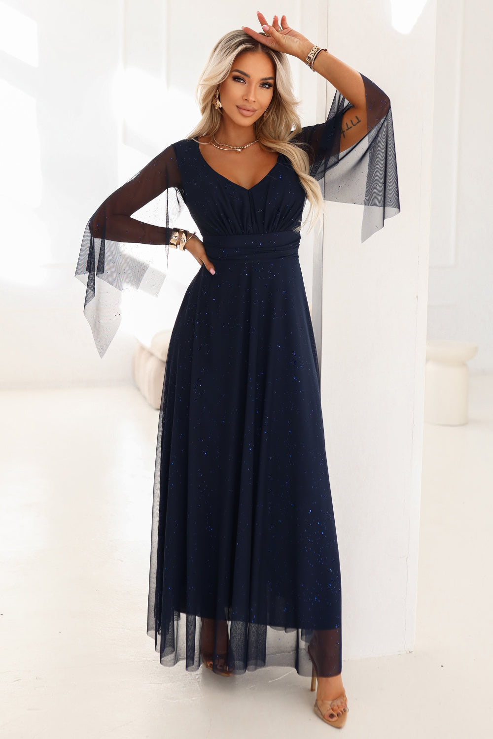 Robe femme Numoco Longue Longue — bleu marine