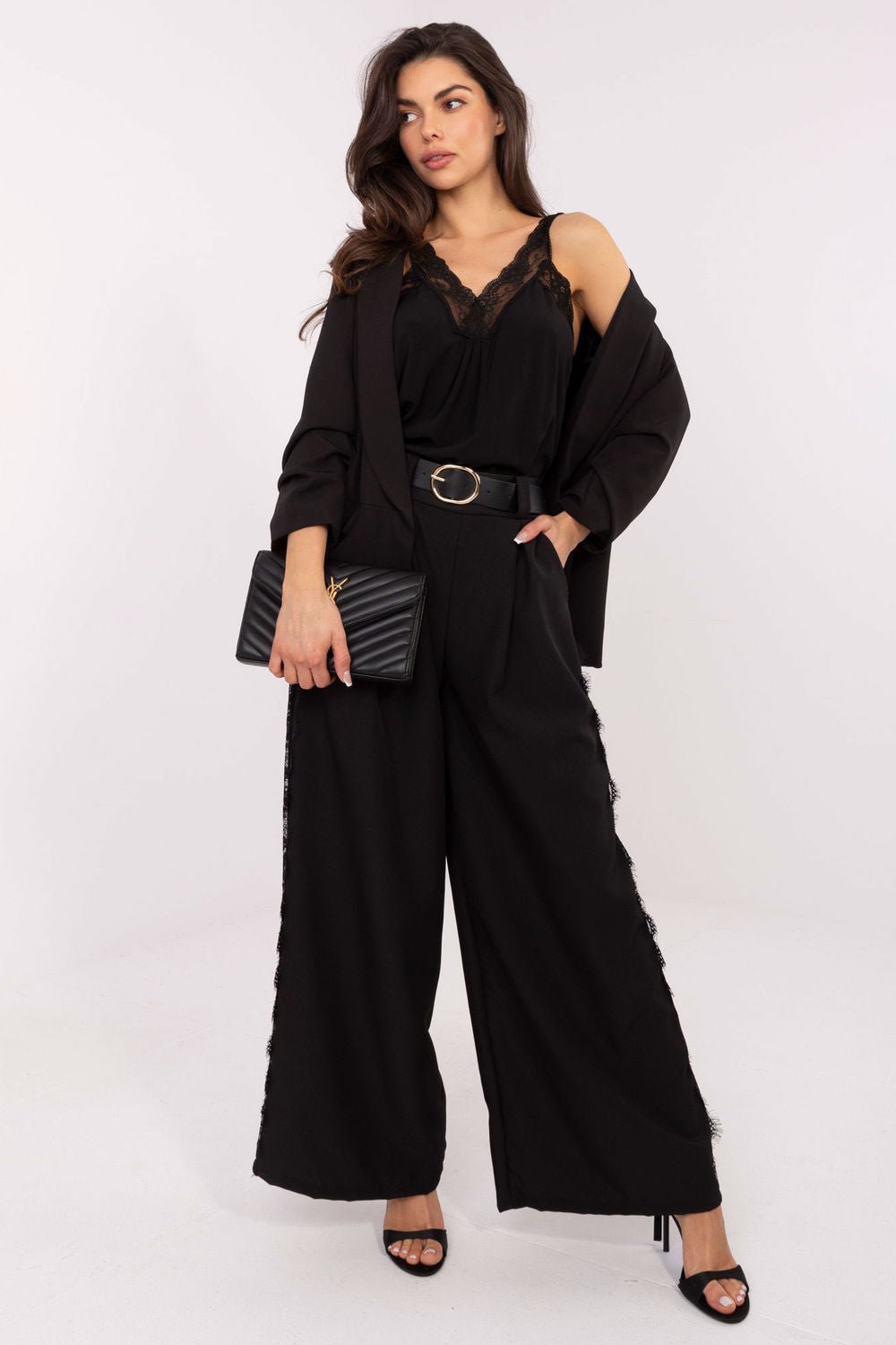 Chaussures à talons femme Italy Moda Pantalon Pantalon — noir