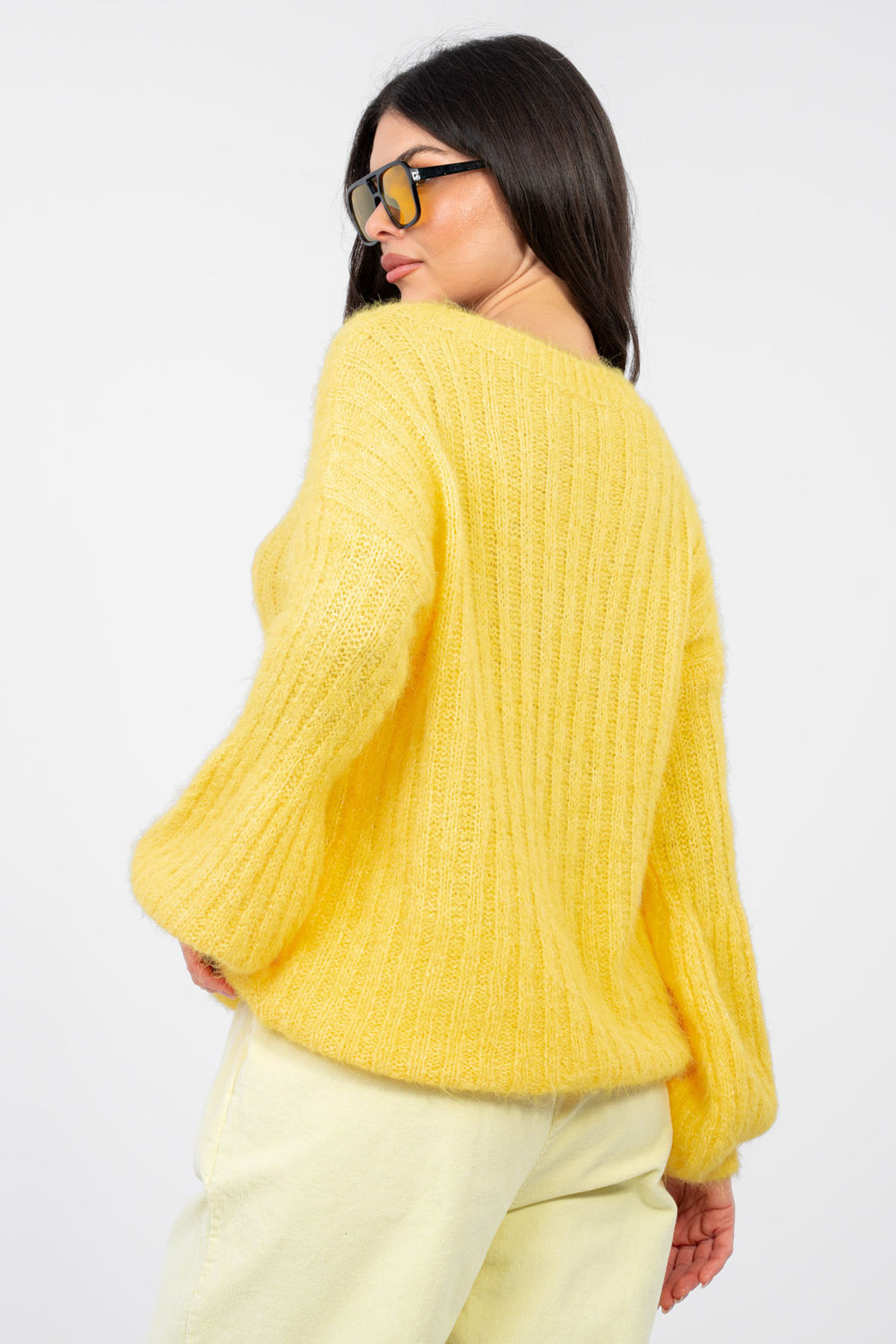 Pull femme Italy Moda Chandail Chandail — jaune
