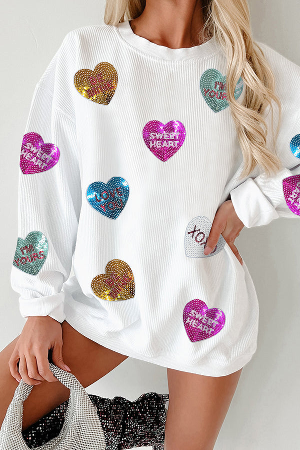 Sweat femme paillettes — blanc