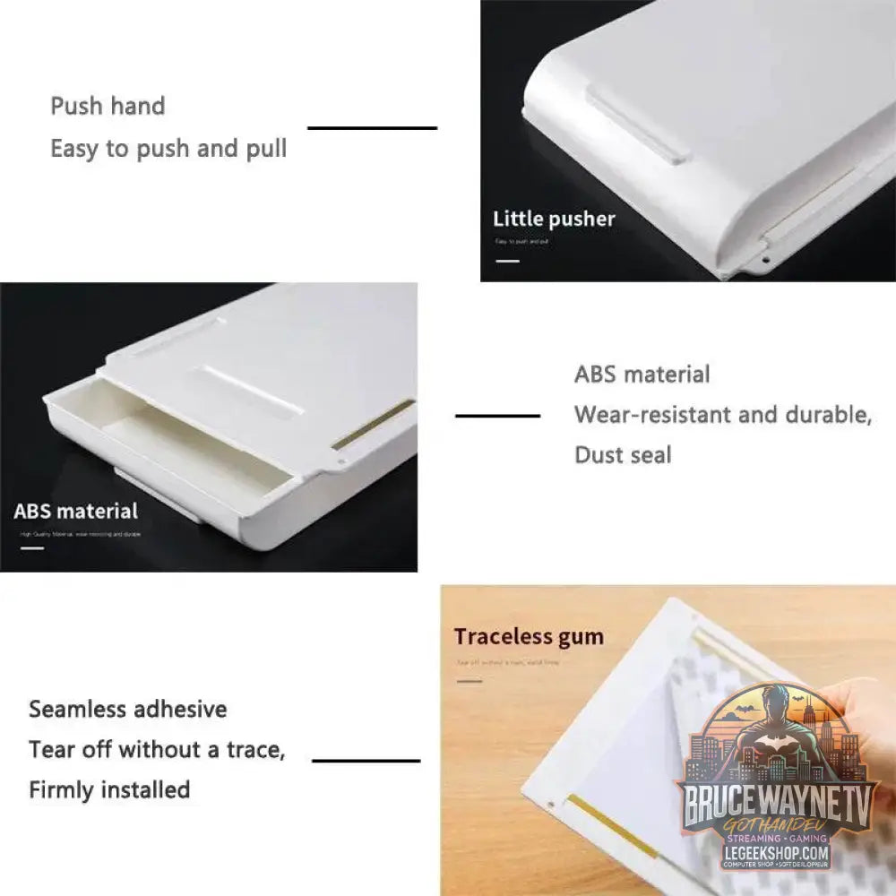 🖇️ Boîte de Rangement Cachée pour Bureau – Tiroir Auto-Adhésif Discret | Organisateur Plastique - Legeekshop