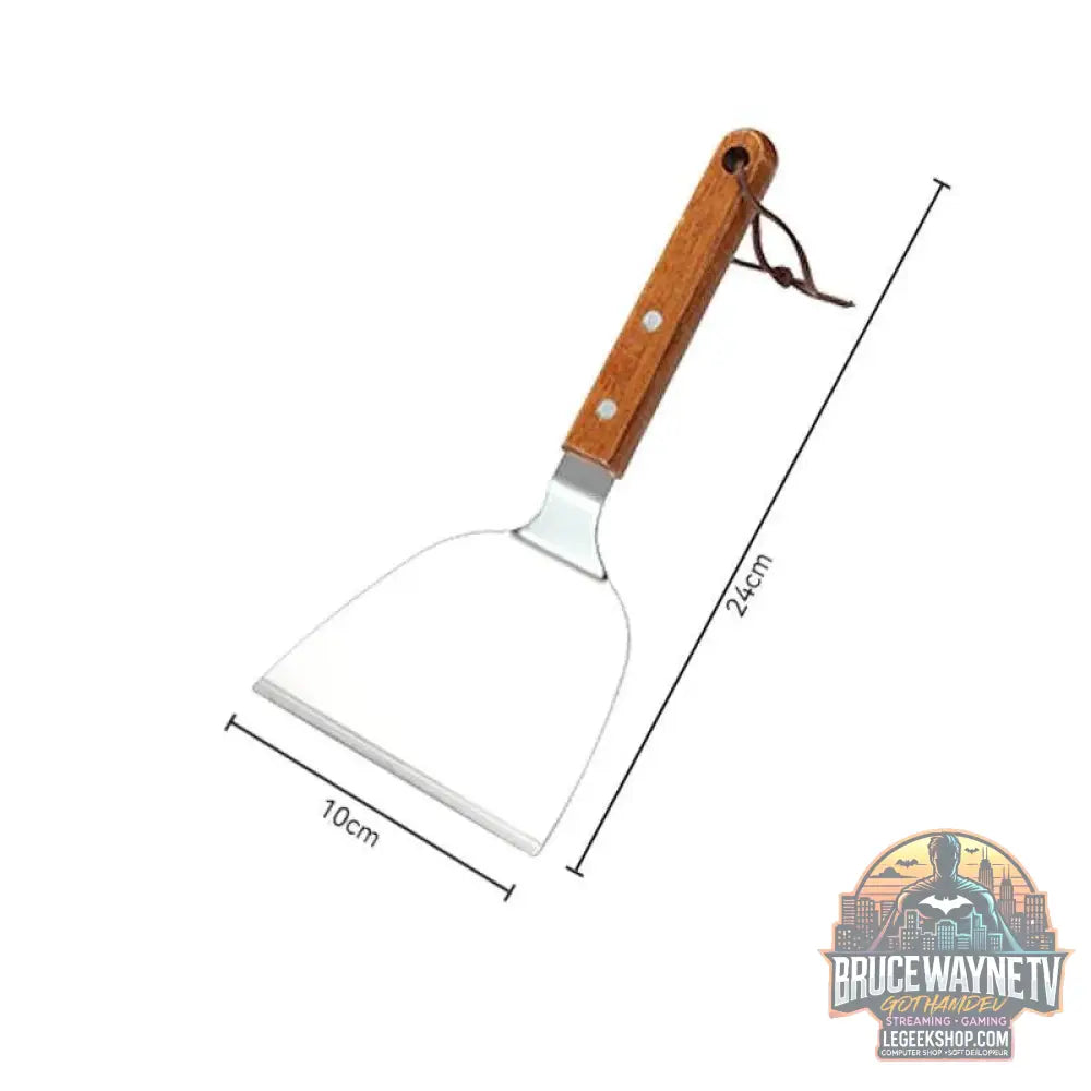 🍳 Spatule Professionnelle Inox & Bois – Pour Steak, Crêpes & Teppanyaki - Legeekshop