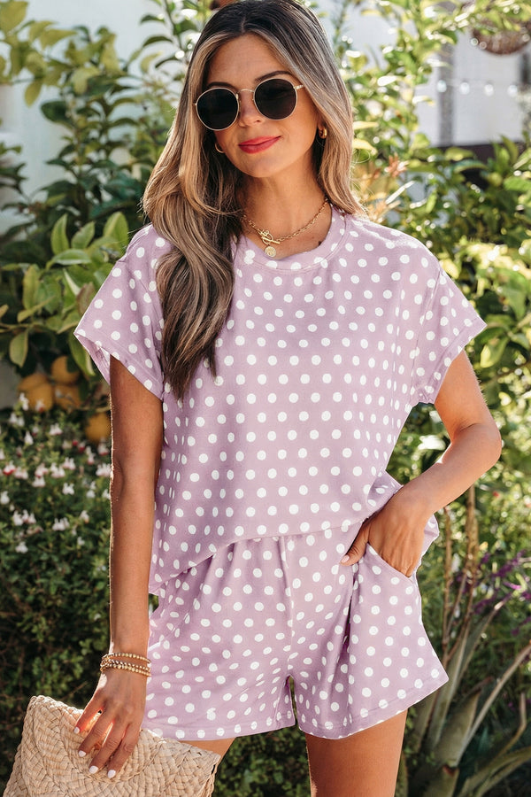 Short femme pois — violet