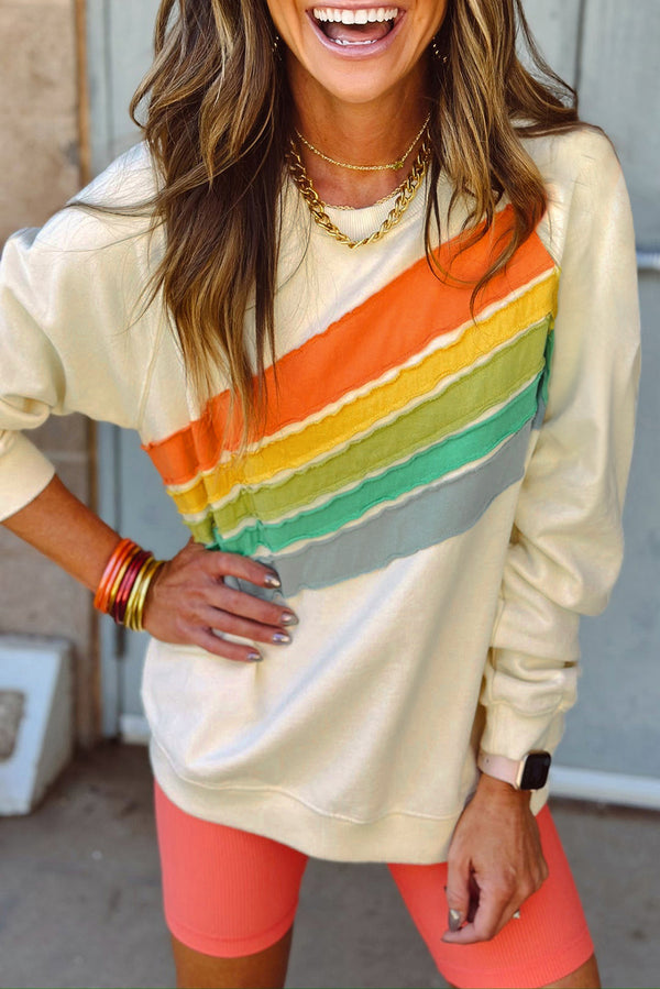 Sweat femme rayé — abricot