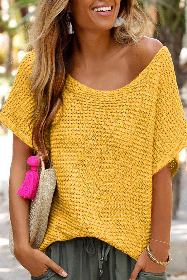Short femme en maille, ample, uni