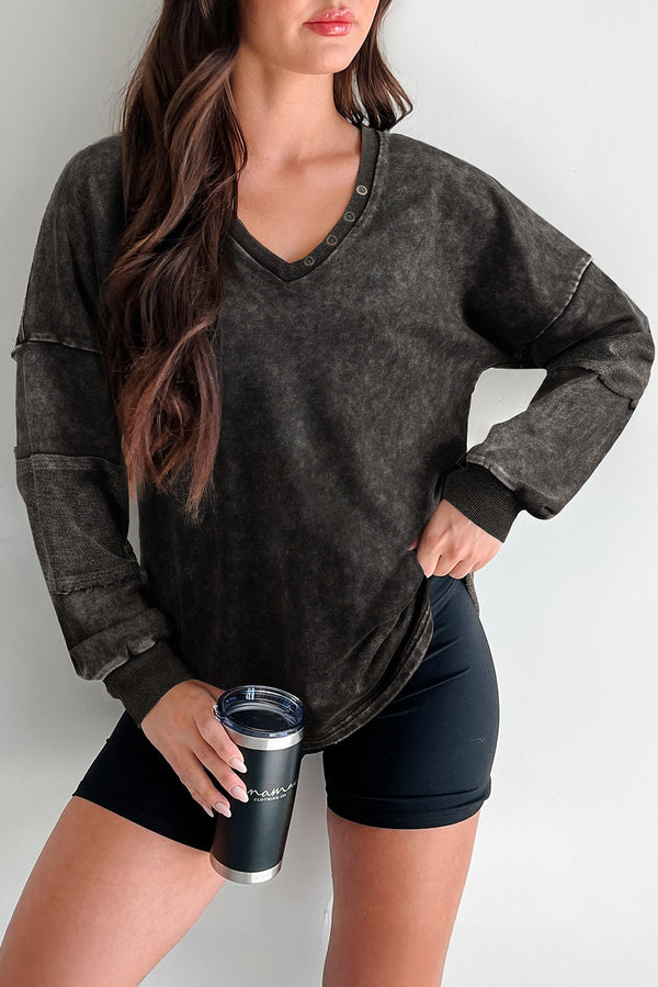 Pull femme boutonnée, col V — gris