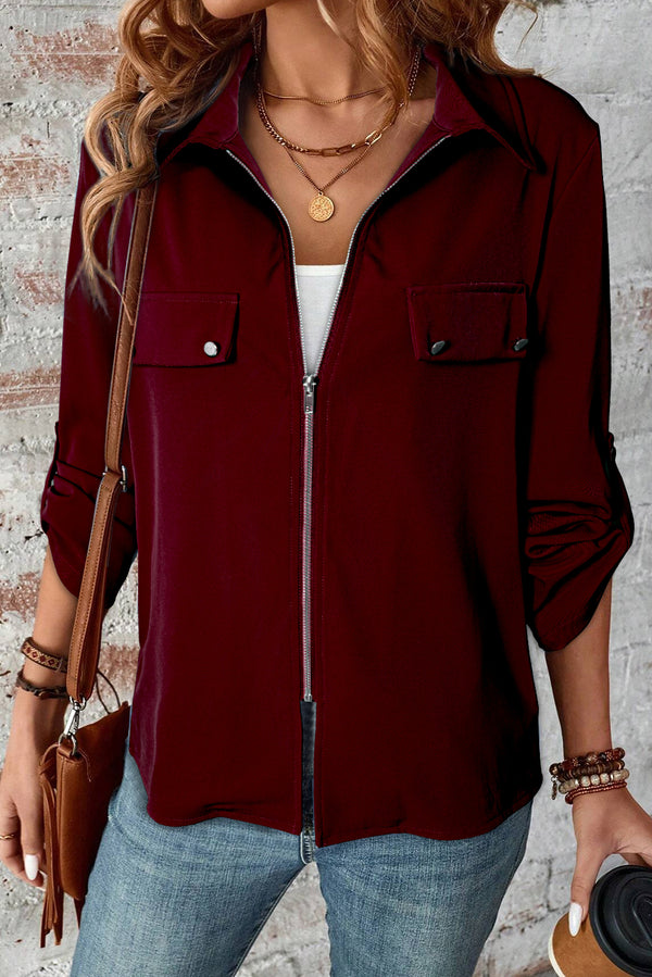 Veste femme zip — rouge