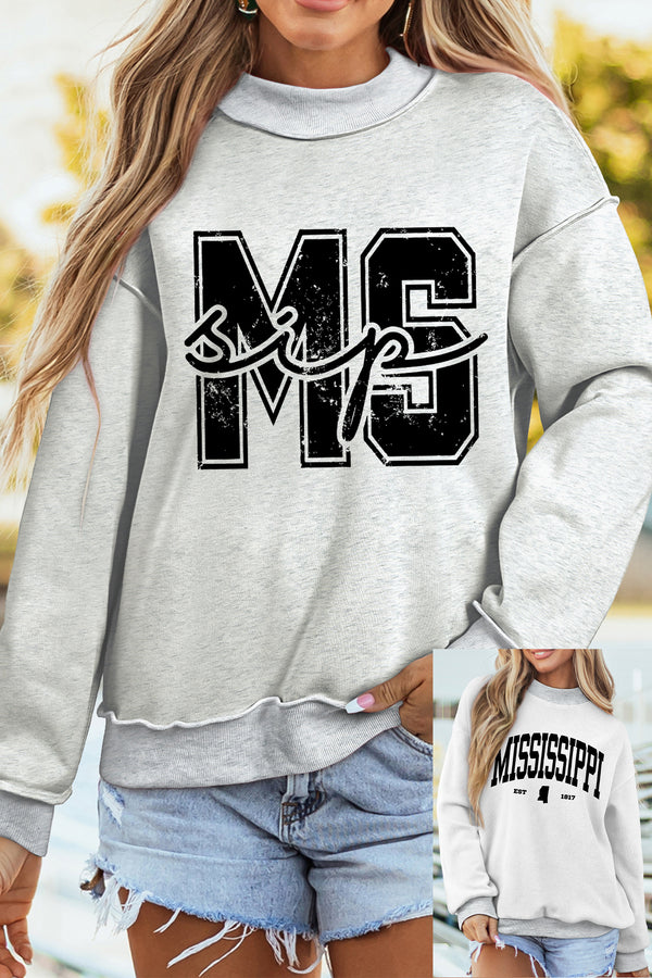 Sweat femme col montant — gris clair