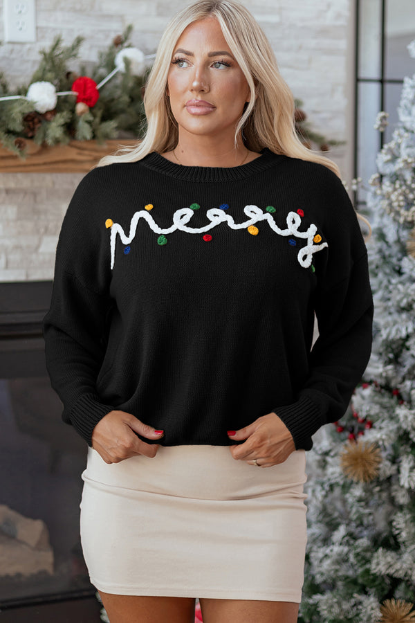 Pull femme Noël, épaules tombantes — noir
