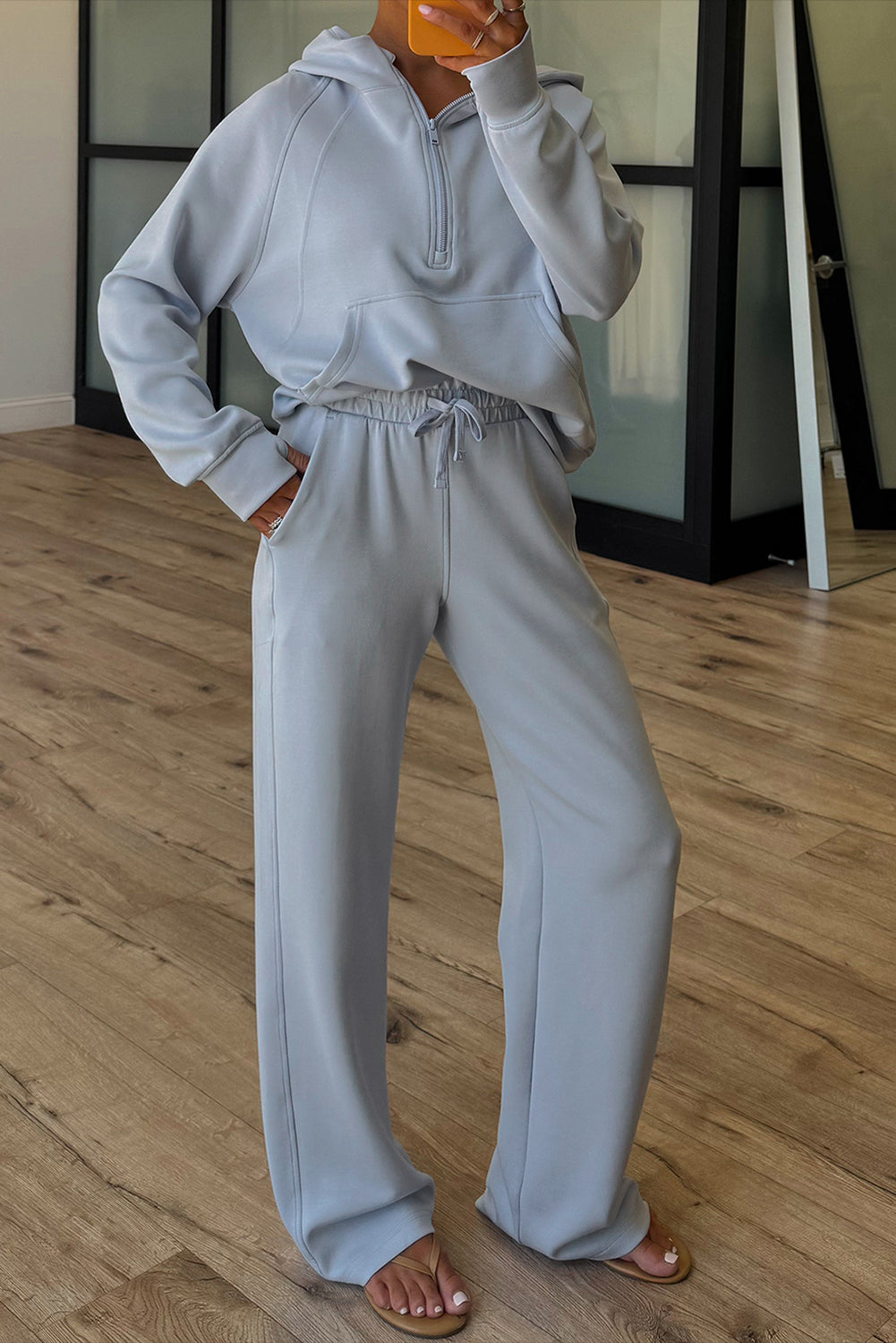 Ensemble femme zip, à capuche — bleu ciel