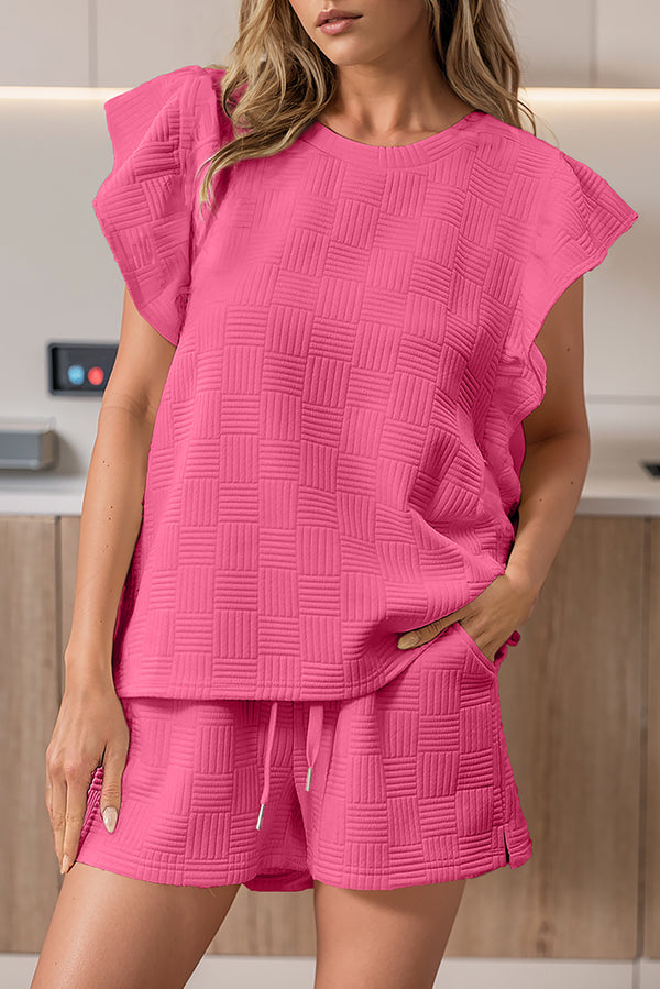 Short femme à volants, à cordon, taille élastique