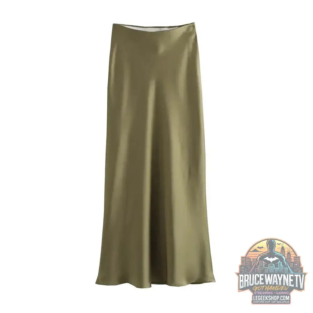 Jupe Mi-Longue Satin Fluide pour Femme, Taille Haute, Ceinture Élastique | ASDS | Wayne Outfitters - Legeekshop