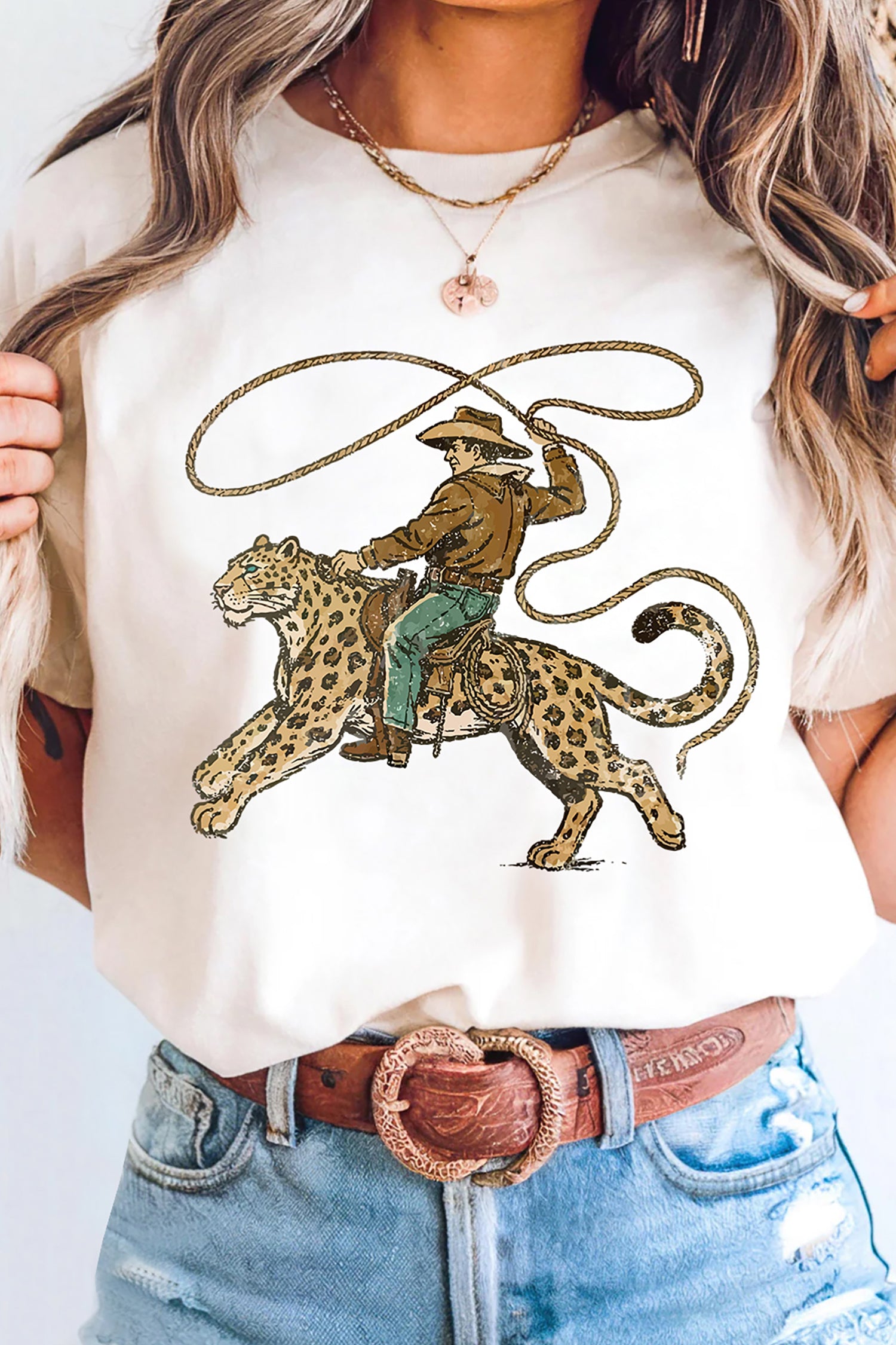 T-shirt léopard, graphique, casual — blanc